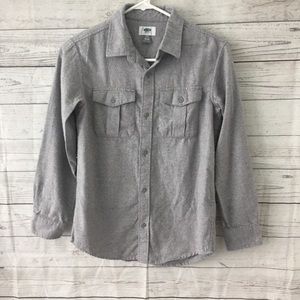 Boys Gray button down long sleeve shirt size L